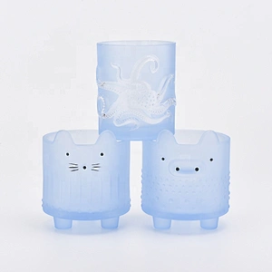 Frosted pig shape glass candle containers wholesales
