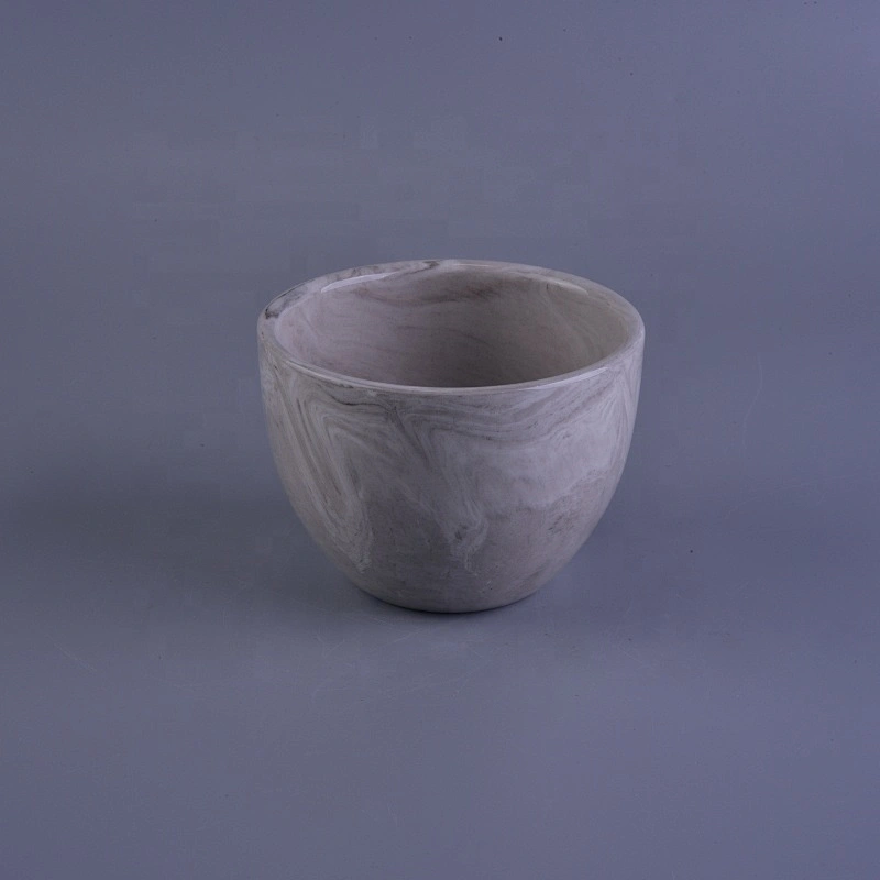Round hurricane grey scented ceramic candle jar wholesales