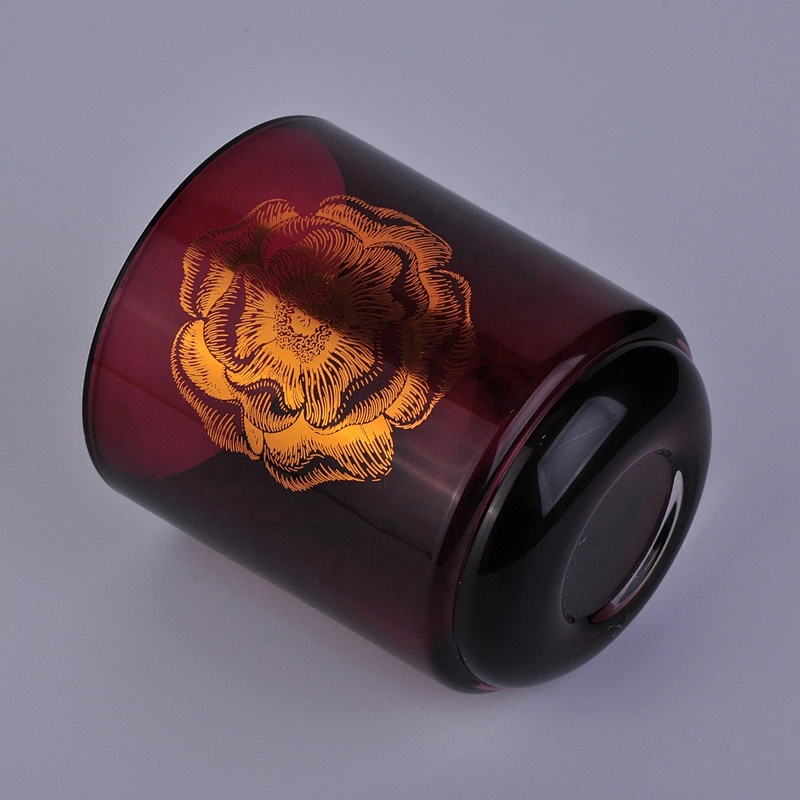 8oz 10oz customized printing amber empty glass candle holder
