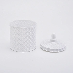 Matte White Geo Cut Luxury Glass Jar For Candle Making