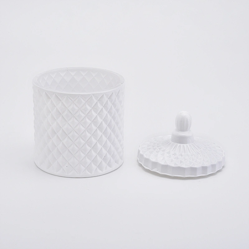 Matte White Geo Cut Luxury Glass Jar For Candle Making