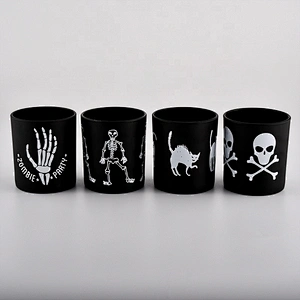 Party decoration black votive frosted glass candle vessels 8oz 10oz 11oz