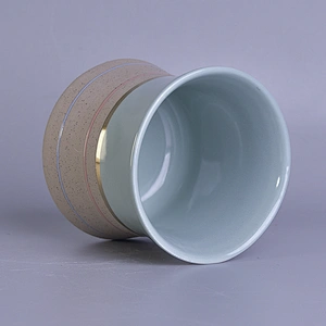 Wholesales chinese custom blue matte Ceramic Candle vessel