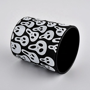 Suppliers decorative black votive luxury glass candle holder jar 10oz
