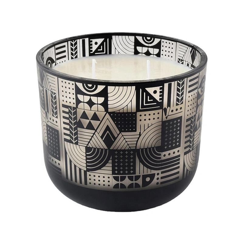 10oz Wholesales custom black luxury glass candle holders home decor