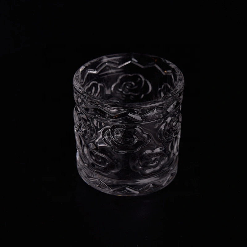Luxury embossed crystal tealight glass candle container