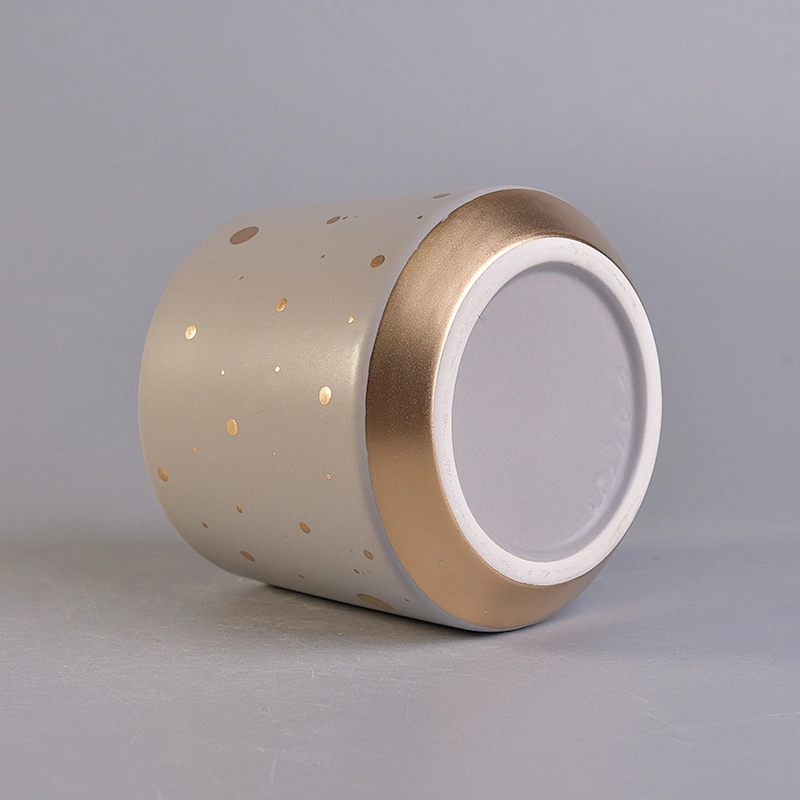 Custom printing ceramic candle jar holder with lid wholesale