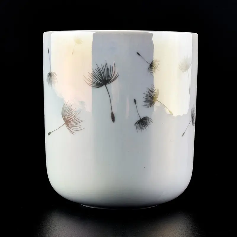 Wholesale White Ceramic Candle Jars with Decal Printing