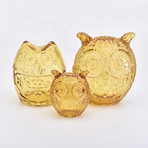 Owl shape decorative glass candle jars home decor