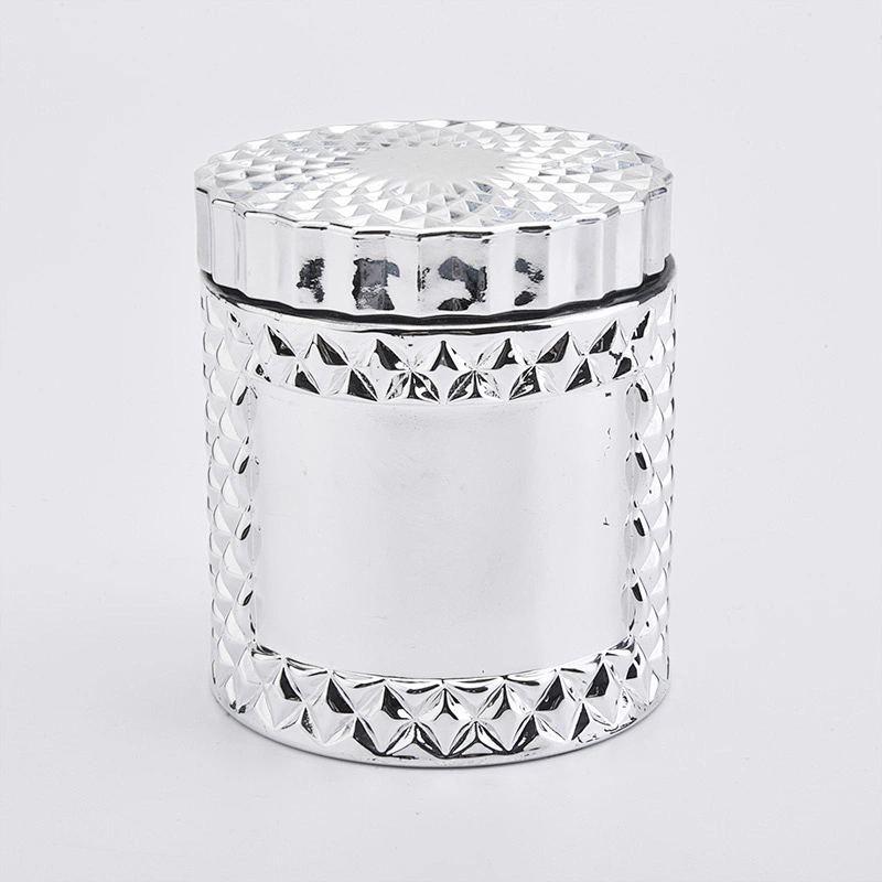 Luxury Silver Electroplating Candle Jar Glass For Wedding