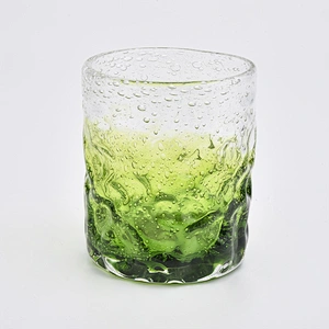 250ml bubble pattern green glass candle jar for home decorations