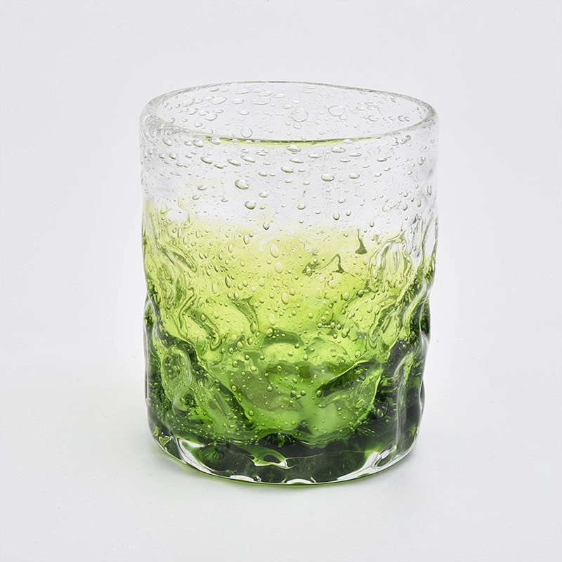 250ml bubble pattern green glass candle jar for home decorations