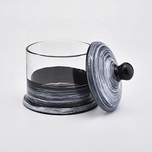 Luxury custom glaze Glass Candle container with lid in bulk
