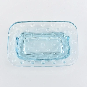 glass bath accessories spray sky blue glass soap dish for bathroom