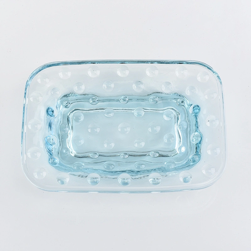 glass bath accessories spray sky blue glass soap dish for bathroom