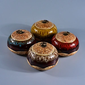 10oz 20oz Sunny empty decorative ceramic candle holder with lid