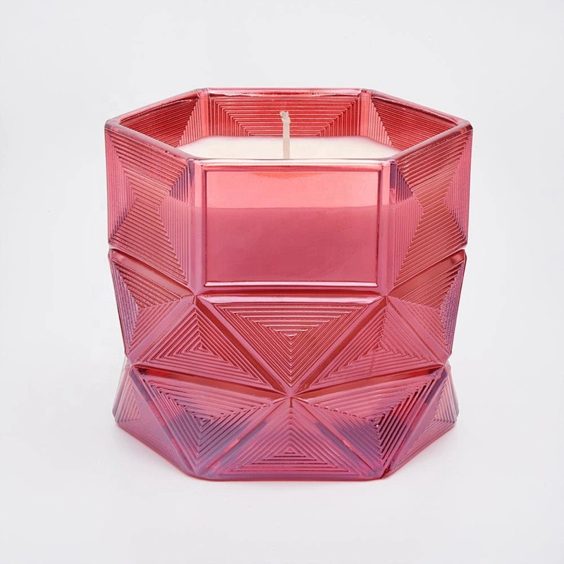 Wholesales christmas Custom Hexagon candle glass holder 10oz 20oz