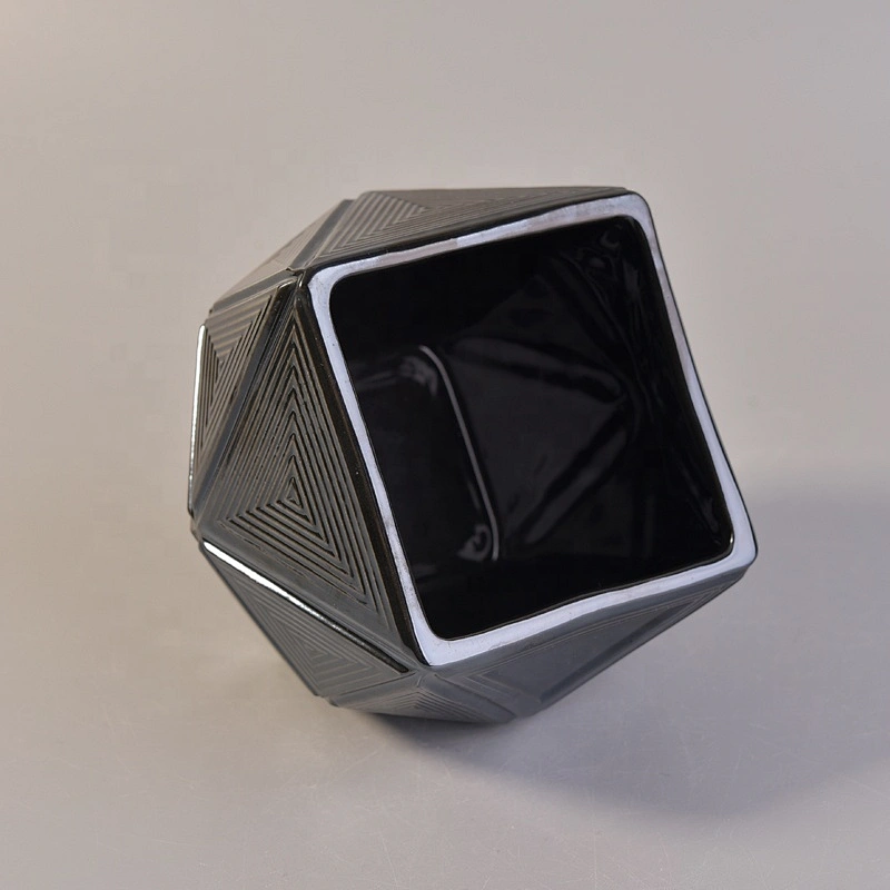 10oz 14oz Sunny black Hexagon scented glass candle holder