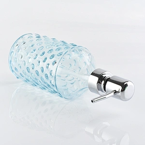 glass bath accessories spray blue glass lotion dispenser for bathroom