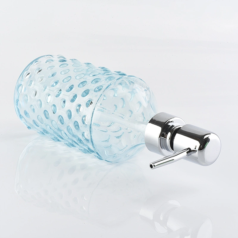 glass bath accessories spray blue glass lotion dispenser for bathroom