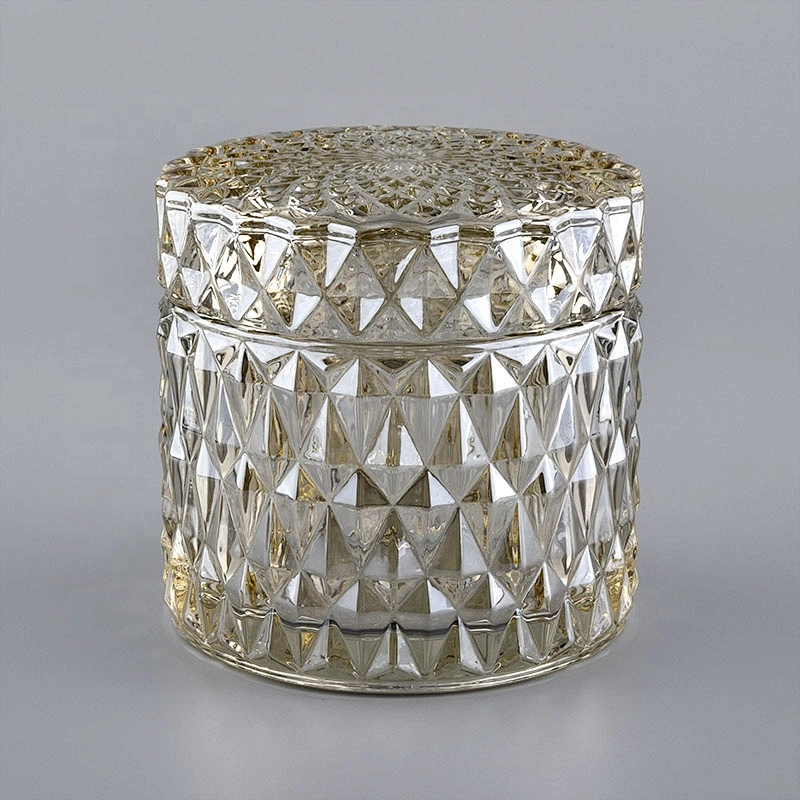 10oz large Bulk decorative gold glass candle container jars with lids