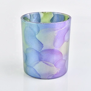 Special Decoration Blue cloud 10oz Glass Candle Jars For Candle Making