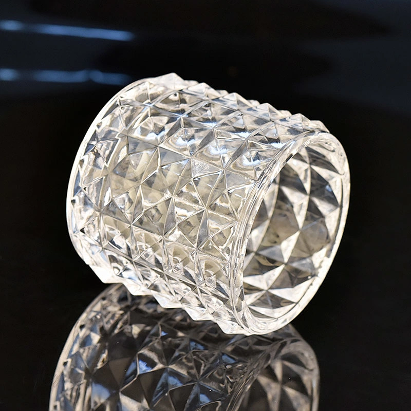 8oz unique embossed high-white glass candle holder glass jar for home decoration