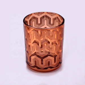 Wholesales luxury custom gold engraving tealight glass candle holder