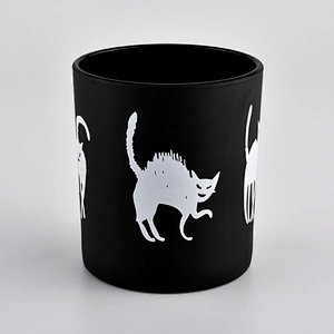 Matte Black Glass Candle Holder With Custom Logo