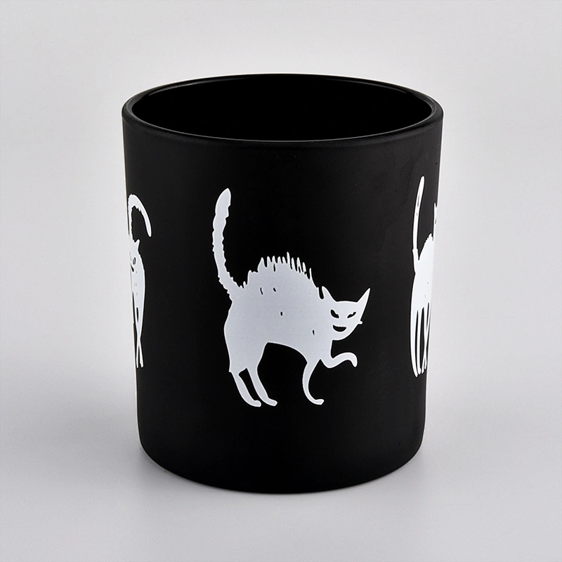 Matte Black Glass Candle Holder With Custom Logo