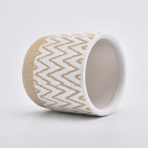 16oz Yellow Wave Sand Effect Ceramic Candle Holders Candle Vessels for Home Decor
