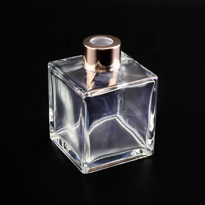 Purple square transparent glass  perfume diffuser bottles