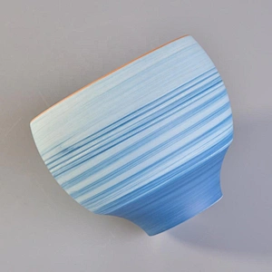 Sunny blue frosted ceramic candle bowl holder wholesale