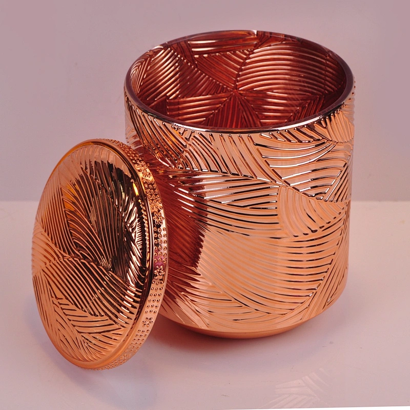 10oz 20oz Luxury custom gold lotus candle glass holder with lid