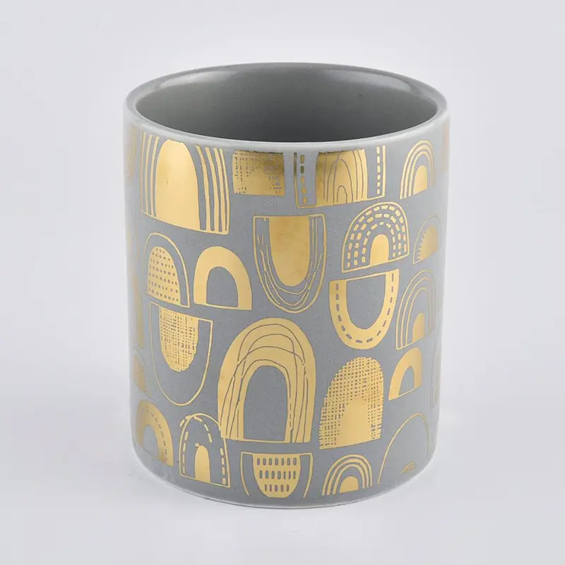 Matte Ceramic Candle Jars With Printing For Home Decoration
