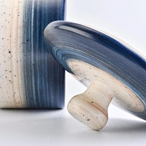 Wholesales custom blue luxury ceramic candle jar with lids