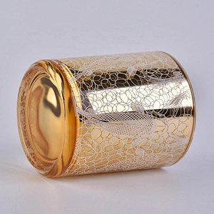 10oz Sunny new design gold luxury electroplated glass candle jars home decor