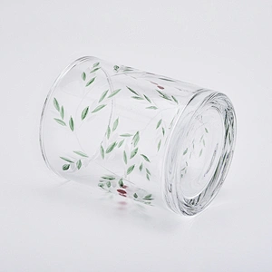 7oz embossed hand drawing pattern glass candle holders home decorations