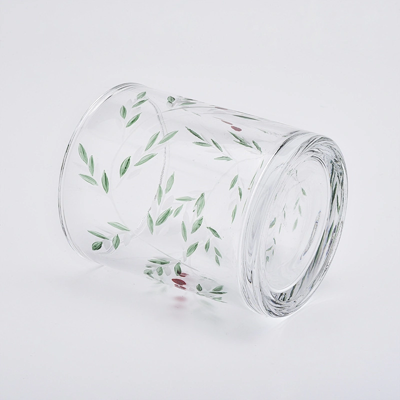 7oz embossed hand drawing pattern glass candle holders home decorations