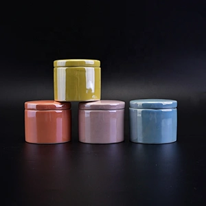Home decor colored ceramic candle holder for candle making with lid