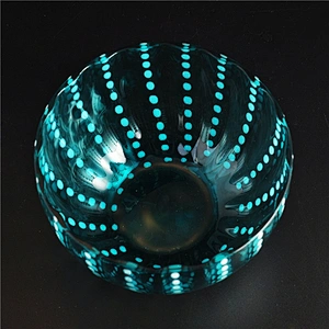 Sunny luxury blue decorative glass candle holders