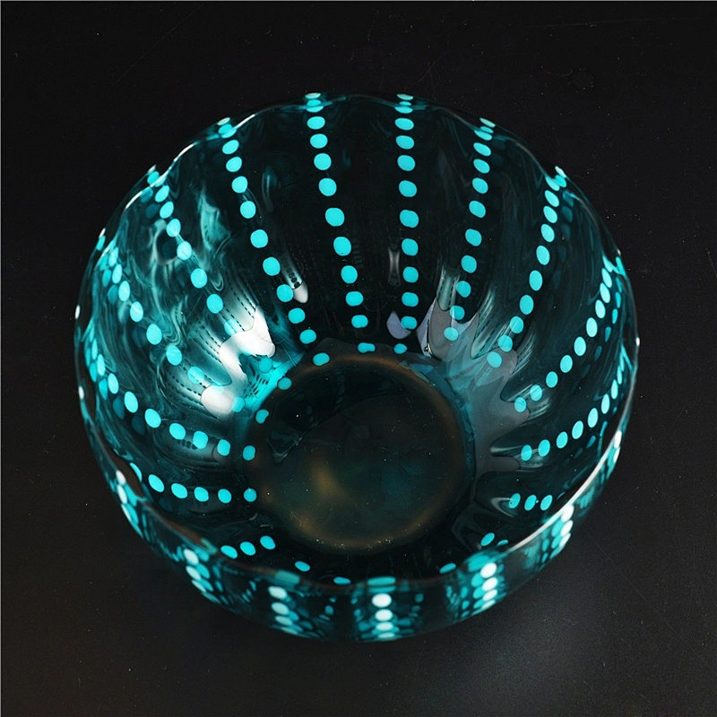 Sunny luxury blue decorative glass candle holders