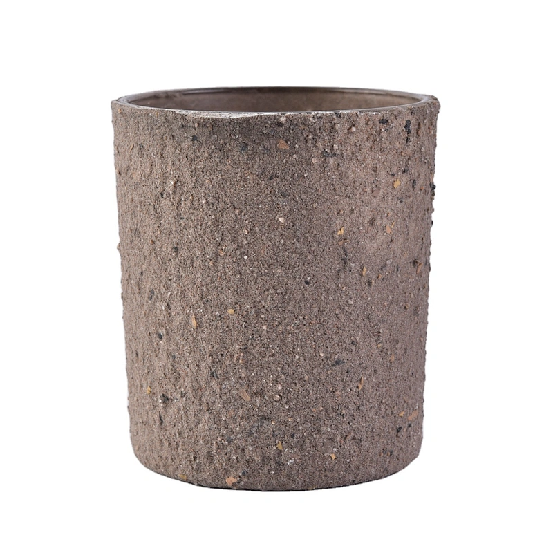 Wholesales Home decor cylinder frosted amber empty concrete candle holders