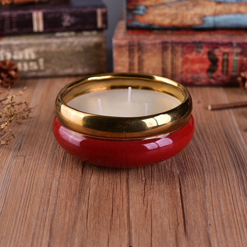 Factory price color 3 wick large ceramic candle holders