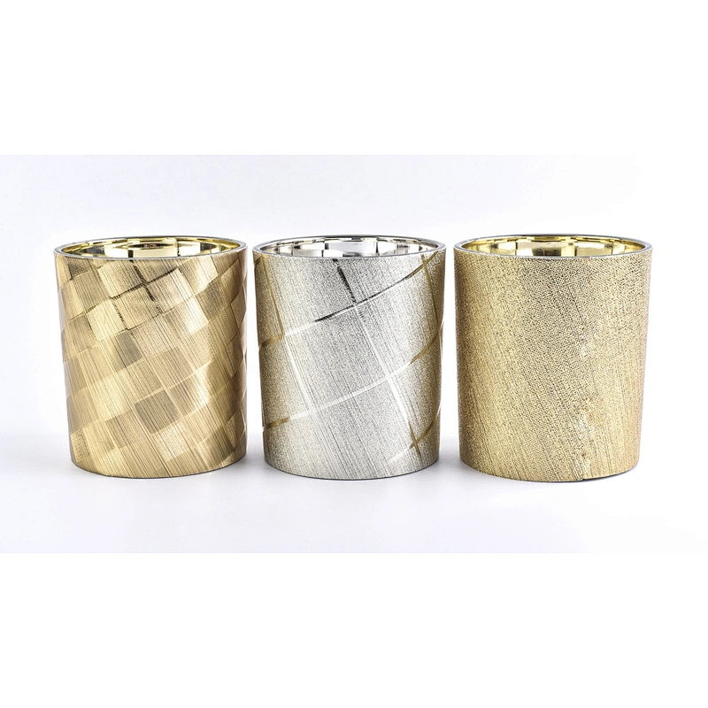 Sunny leather electroplated silver PU material candle holders jars