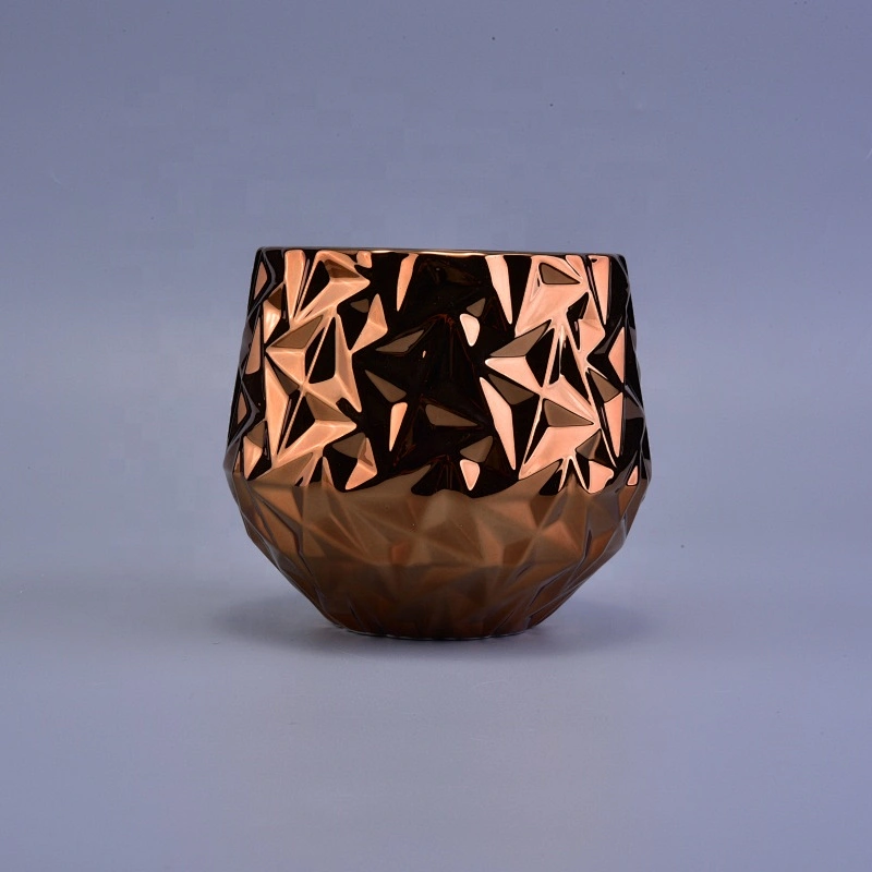 Wholesales custom ceramic geometric candle holder gold