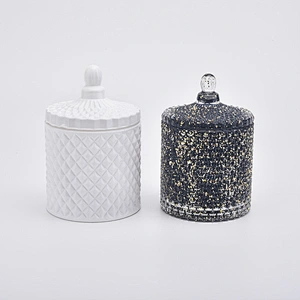 Matte White Geo Cut Luxury Glass Jar For Candle Making