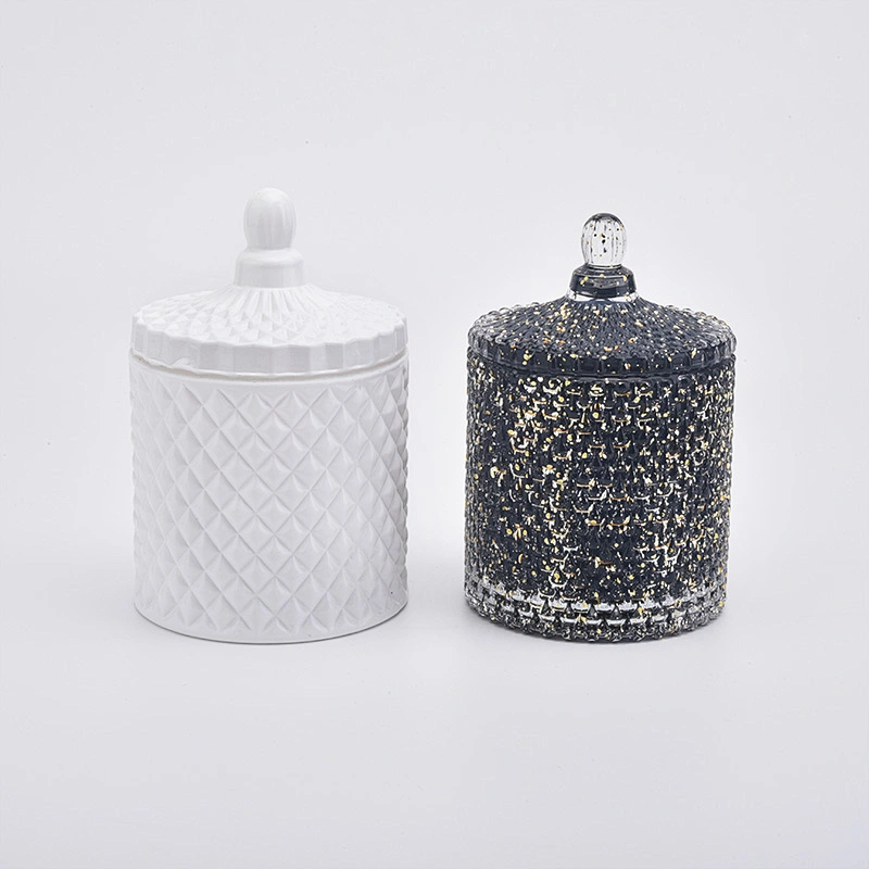 Matte White Geo Cut Luxury Glass Jar For Candle Making
