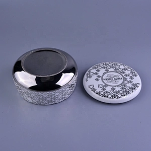10oz 12oz 14oz Modern empty silver candle ceramic holder with lids