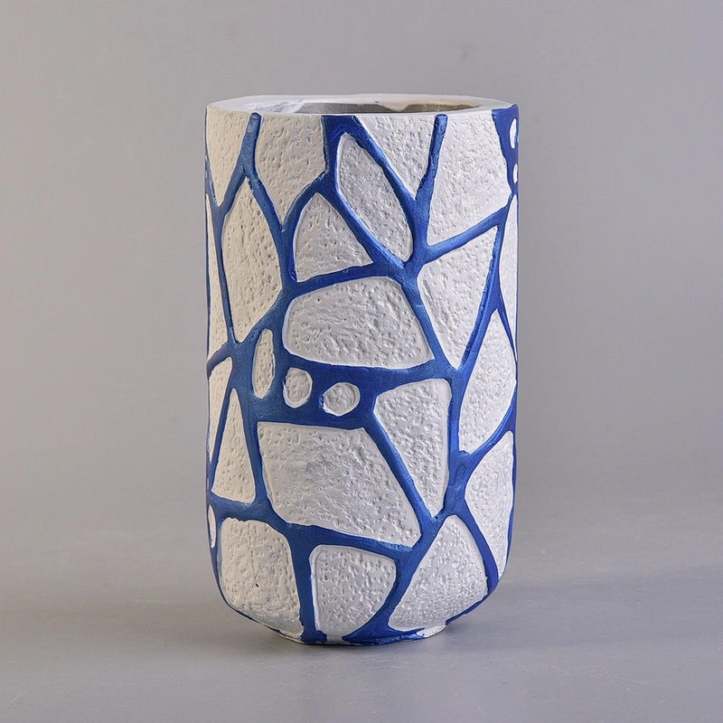 Sunny Wholesales custom cylinder decorative cement candle holder jar 8oz 10oz 12oz